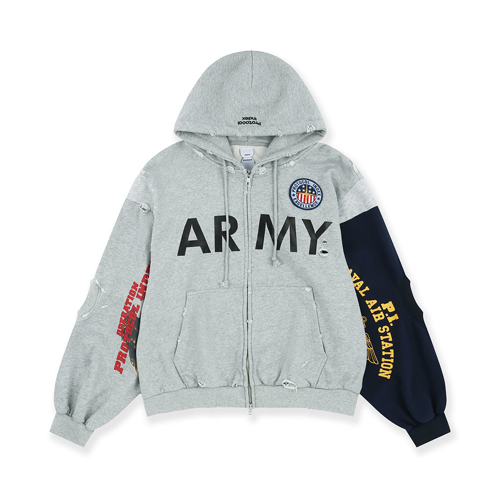 Protocol Index Reconstructed Sweatshirts Zip Hoodie Melange Grey #334249