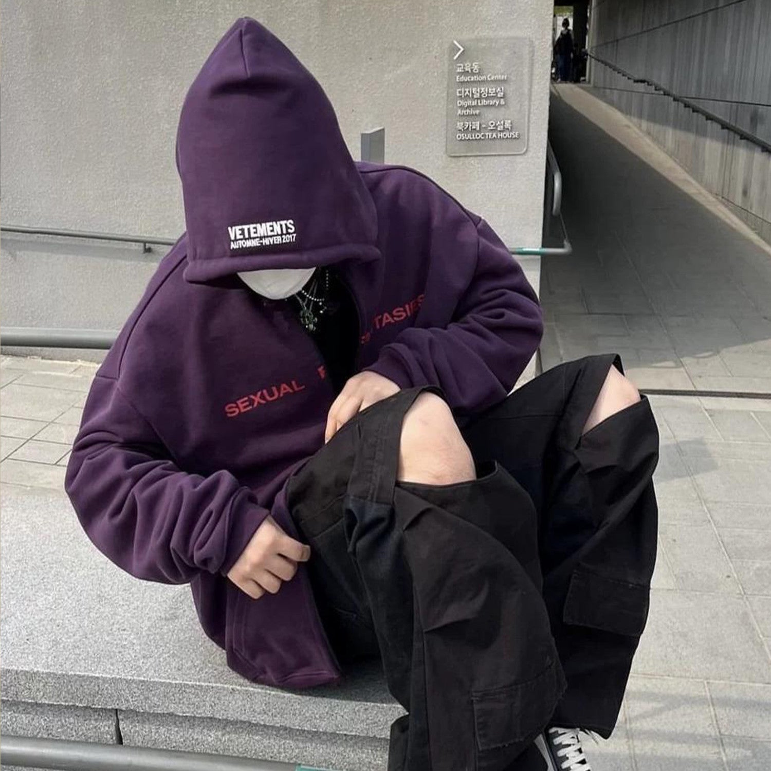 Vetements Men's Spring And Autumn Purple High Street Trend Hoodie Loose Pullover Hoodie Fashion Embroidery Letter Sweatshirt Long Sleeve Casual Top Jacket Ngvp #9978