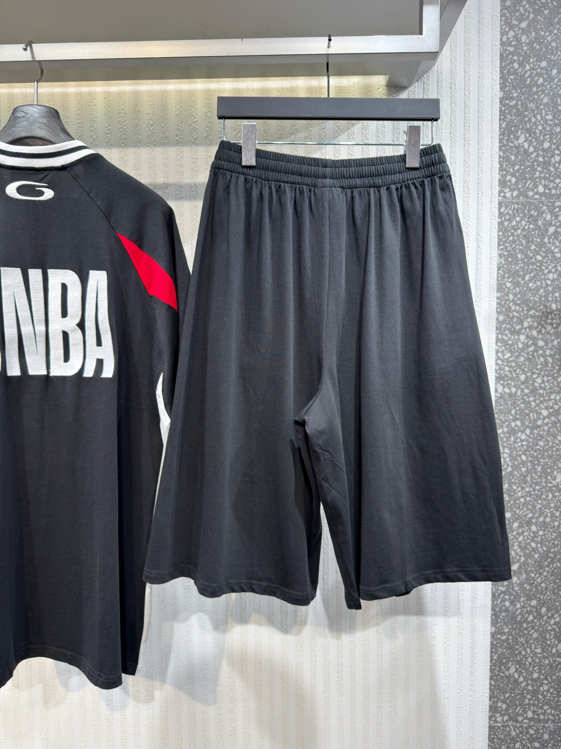 Balenciaga Men's Balenciaga Nba Collaboration Tracksuit Shorts in Black White#377154