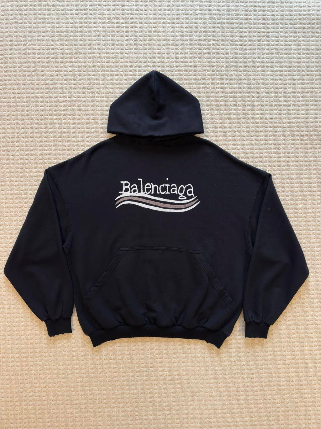 Balenciaga Men's Fall/winter Political Campaign Black Printed Sweatshirt Hooded Long Sleeve Pullover Sweatshirt ï»?81634