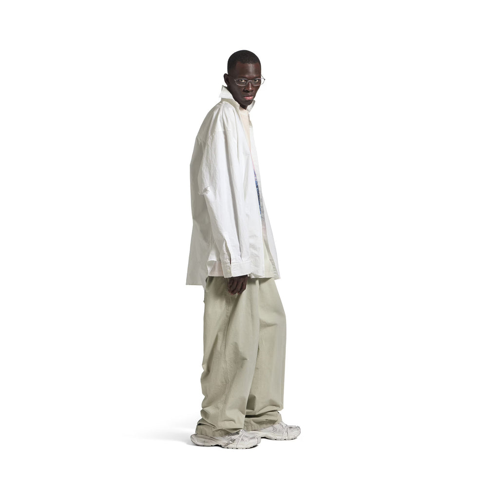 Balenciaga Men's Layered Shirt In White Spring And Fall High Street Trend Non-removable Two-piece Printed Graphic T-shirt Fashion Casual Shirt Ngvp #2422