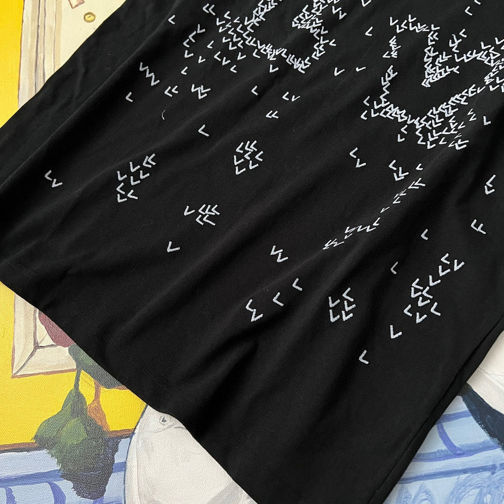 Louis Vuitton Black Embroidered Loose Fitting Short Sleeved T-shirt #21553