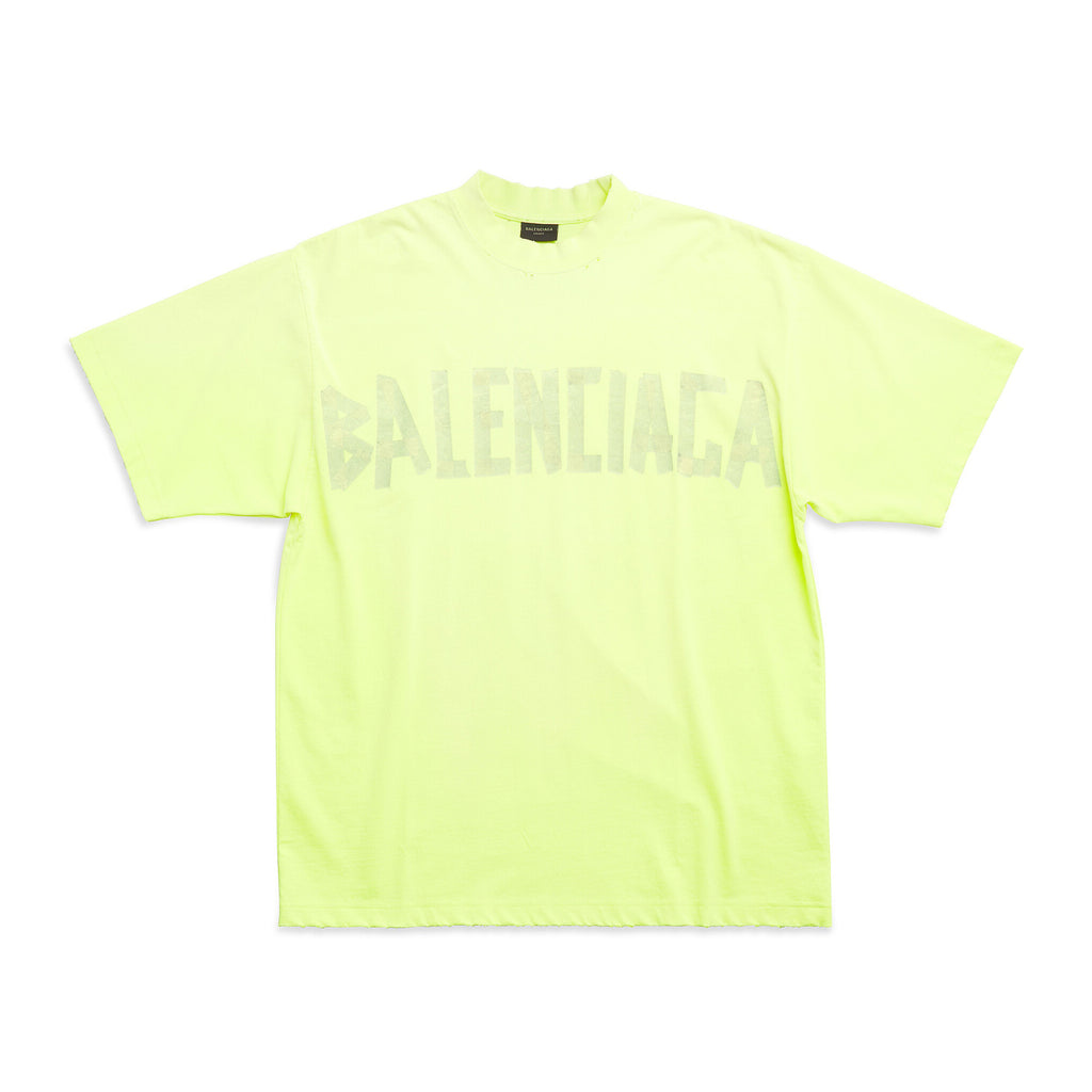 Balenciaga Men's and Women's Tape Type T-Shirt Medium Fit In Faded Letter Print Round Neck Loose Fit Short Sleeve T-Shirt #98738