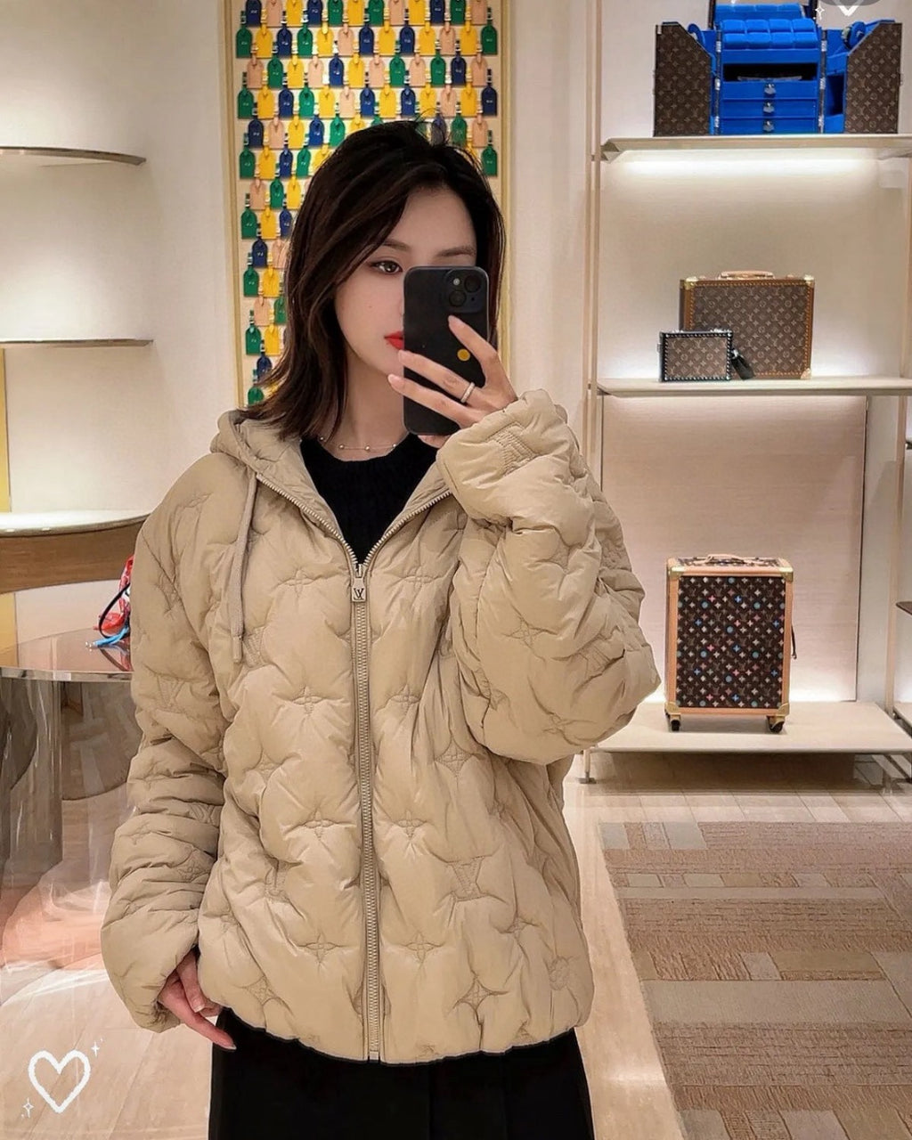 Louis Vuitton Women's And Men's Autumn and Winter Embroidered Letter Printed Solid Color Hooded Zipper Long Sleeve Cotton Jacket #74373
