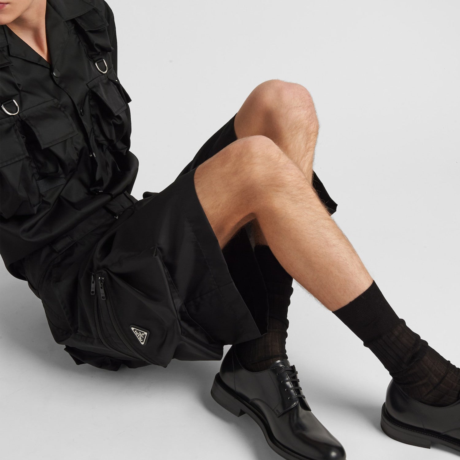 Prada Men's Spring Summer Super Cool Pocket Shorts Thin Black High Street Casual Comfortable Shorts #99289