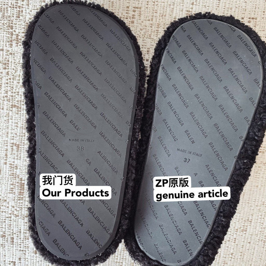 Balenciaga Furry Women's Spring/Summer Solid Colour Faux Fur Embroidered Letter Print Thick Sole Slippers Shoes #76986