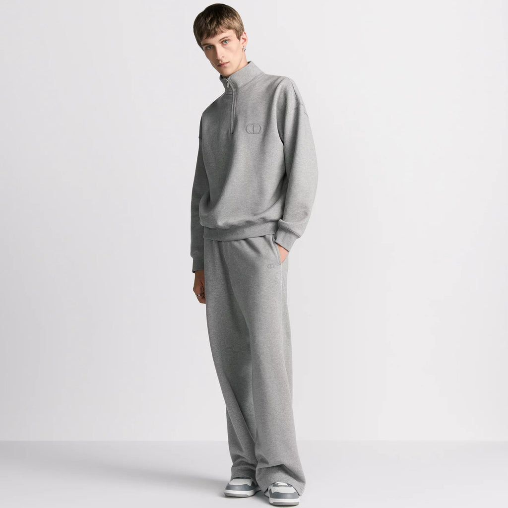 Dior Men's Spring and Autumn Solid Color Logo Embroidery Half Zipper Long Sleeve Sweatshirt Cotton Knit Sweatpants Pants Set Suit #74451