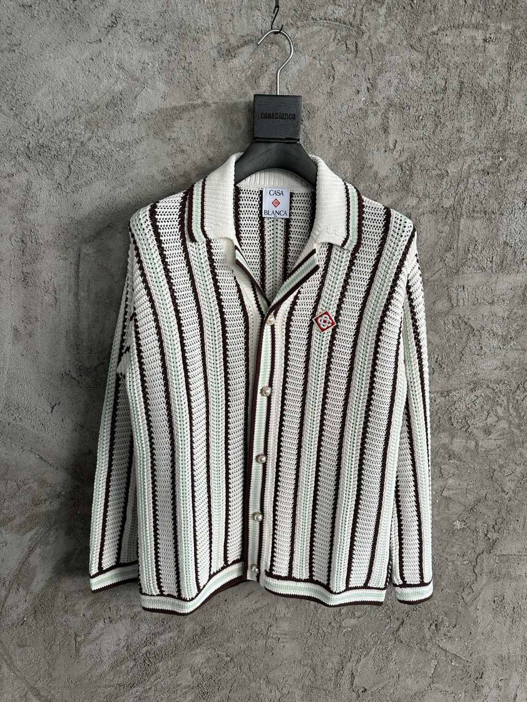 CASABLANCA 25SS Men's Brown Vertical Striped Long-sleeved Sweater Cardigan #333098
