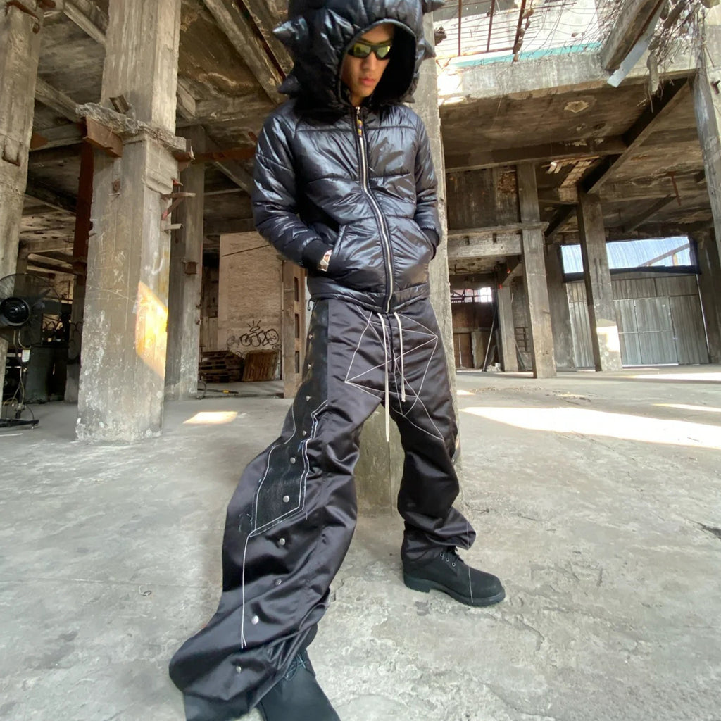 Rick Owens Men's Four Seasons Dark Line Button Workwear Pants Loose Retro Trend Drawstring Straight Leg Pants Ngvp #8779