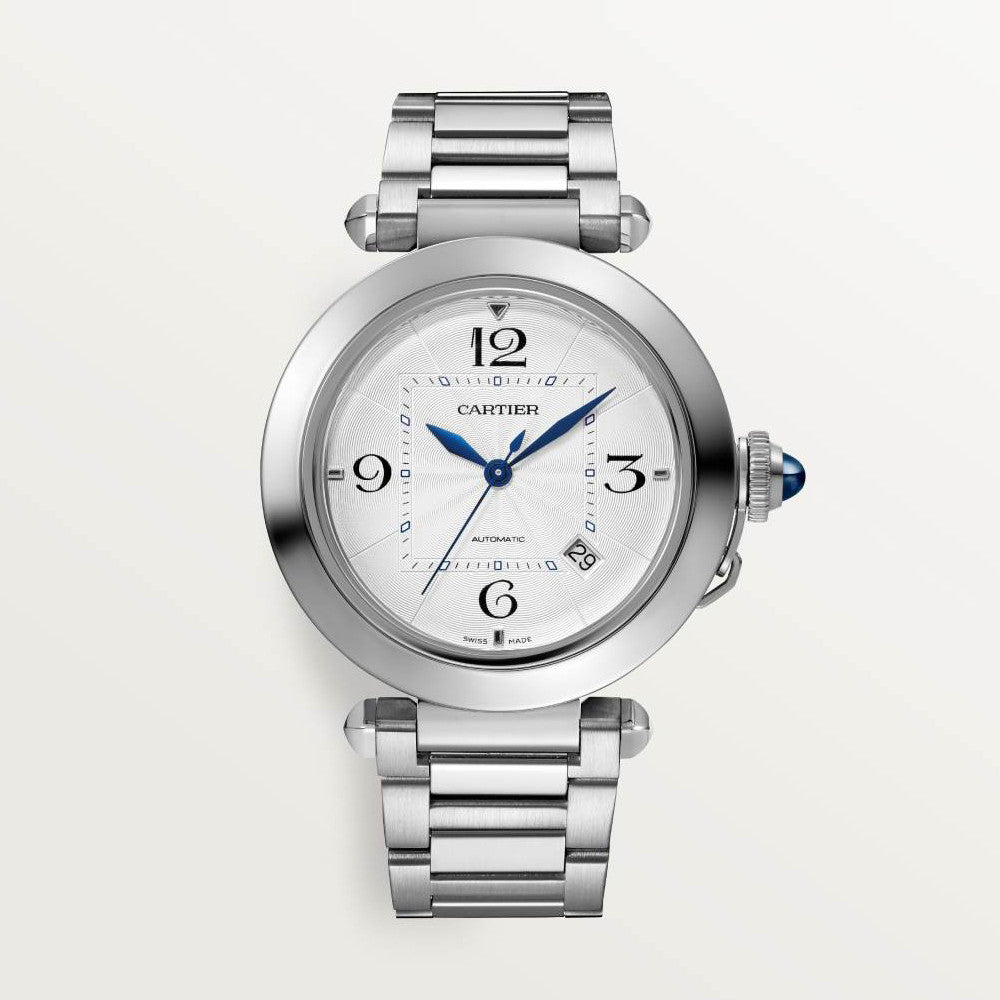Cartier Pasha Men's Automatic Mechanical Movement 100M Water Resistant 41 mm White Dial Stainless Steel Case Strap Watch #74822