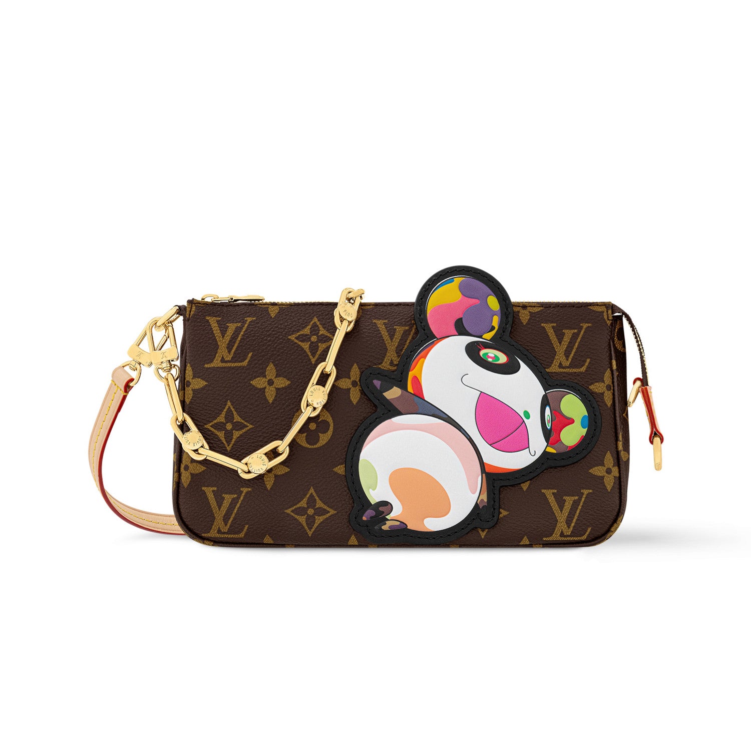 Louis Vuitton Women's Pochette Accessoires Handbag Logo Full Printed Solid Color Cowhide Casual Shoulder Bag Bags #75414