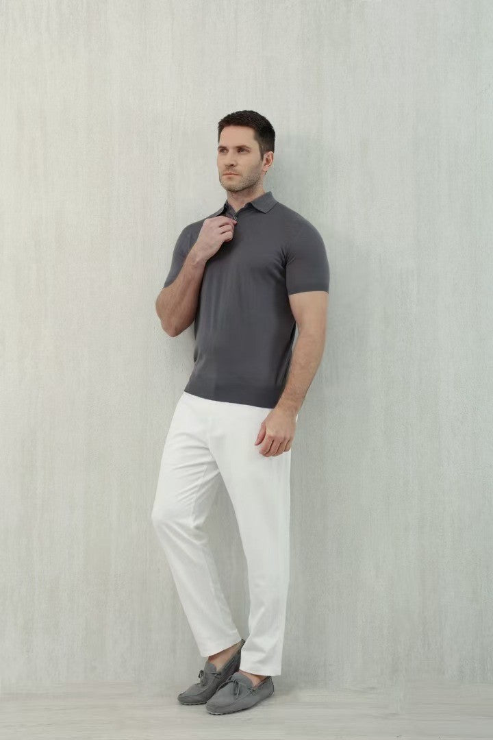 Loro Piana King's Gift® Men's Polo Shirt Spring Summer Fashion Casual Button Short Sleeve Top Knitted T-shirt Lapel Men's Clothes Ngvp #9957