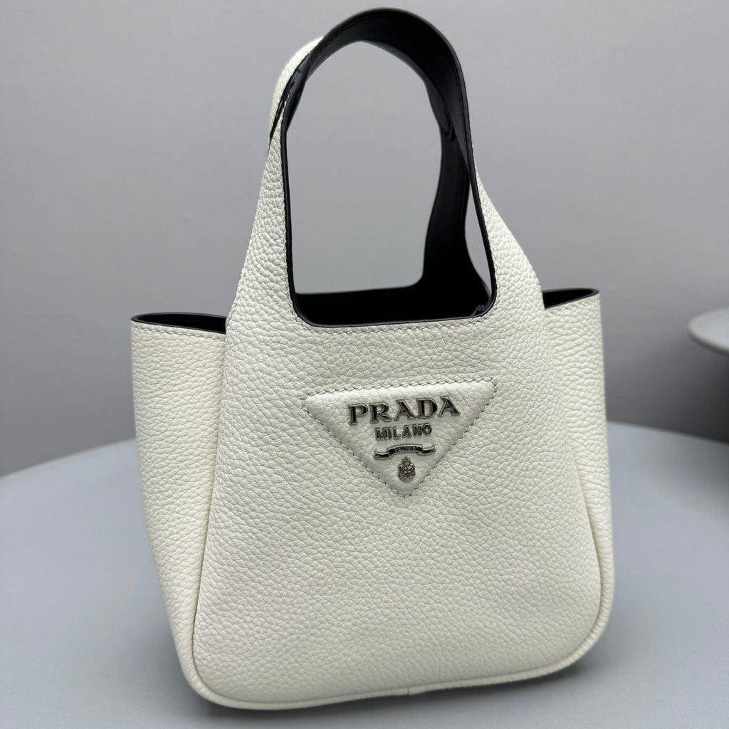 Prada Women's Solid Color Fashion Classic Leather Grain Basket Tote Bag Bucket Bag Bags #78182