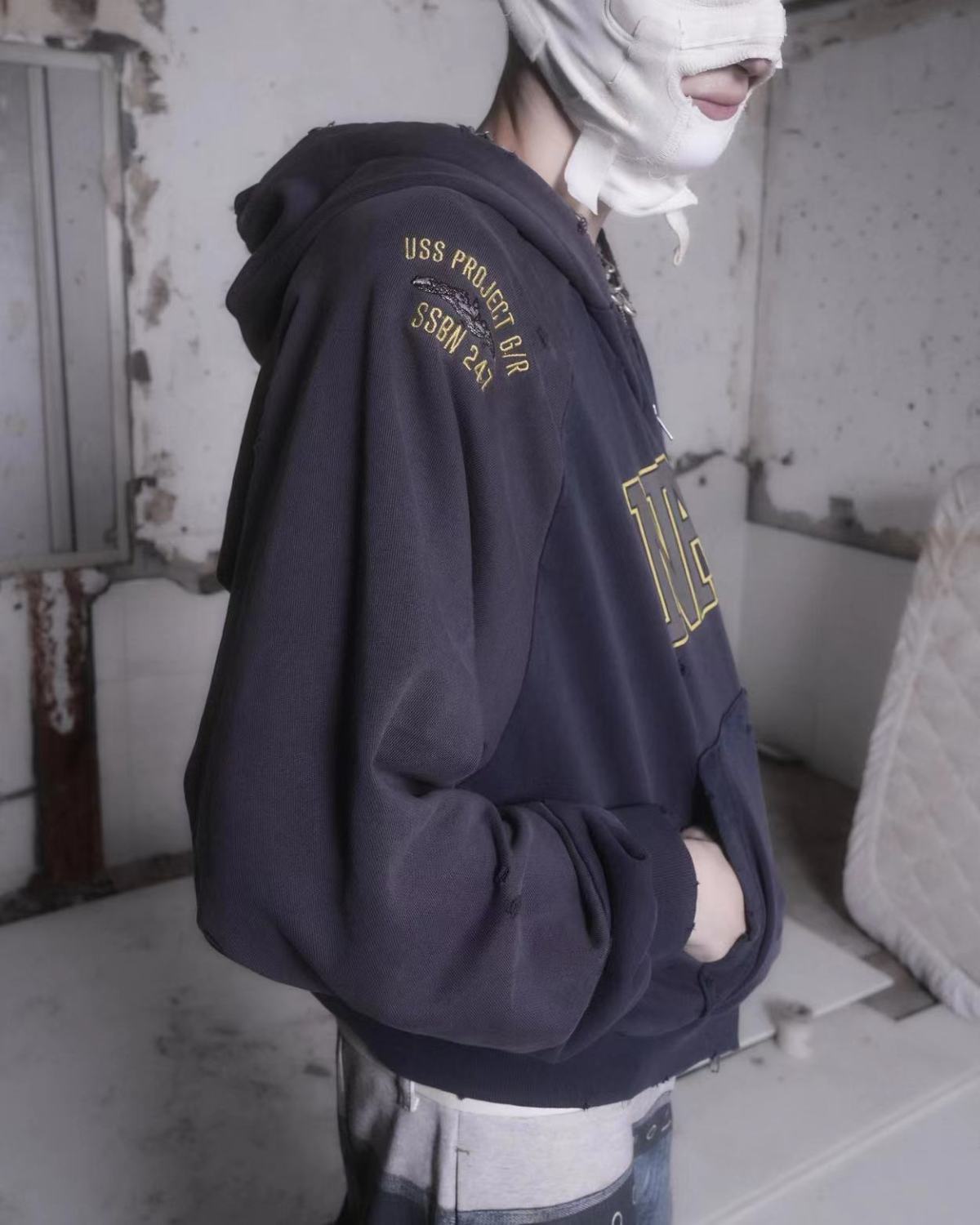 GRAILZ Men's Women's Autumn And Winter Letter Printed Cotton Solid Color Zipper Doing Old Loose Hooded Sweatshirt Ngvp #1911