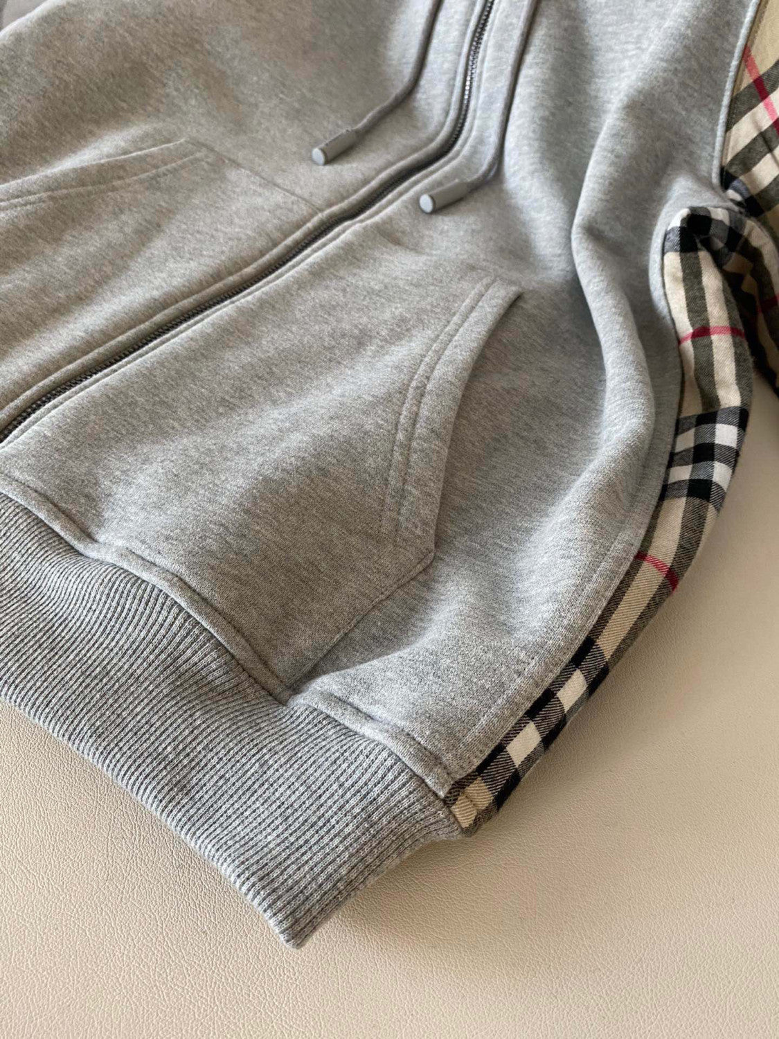 Burberry Zip Sport Hooded Sweatshirt Grey #96111