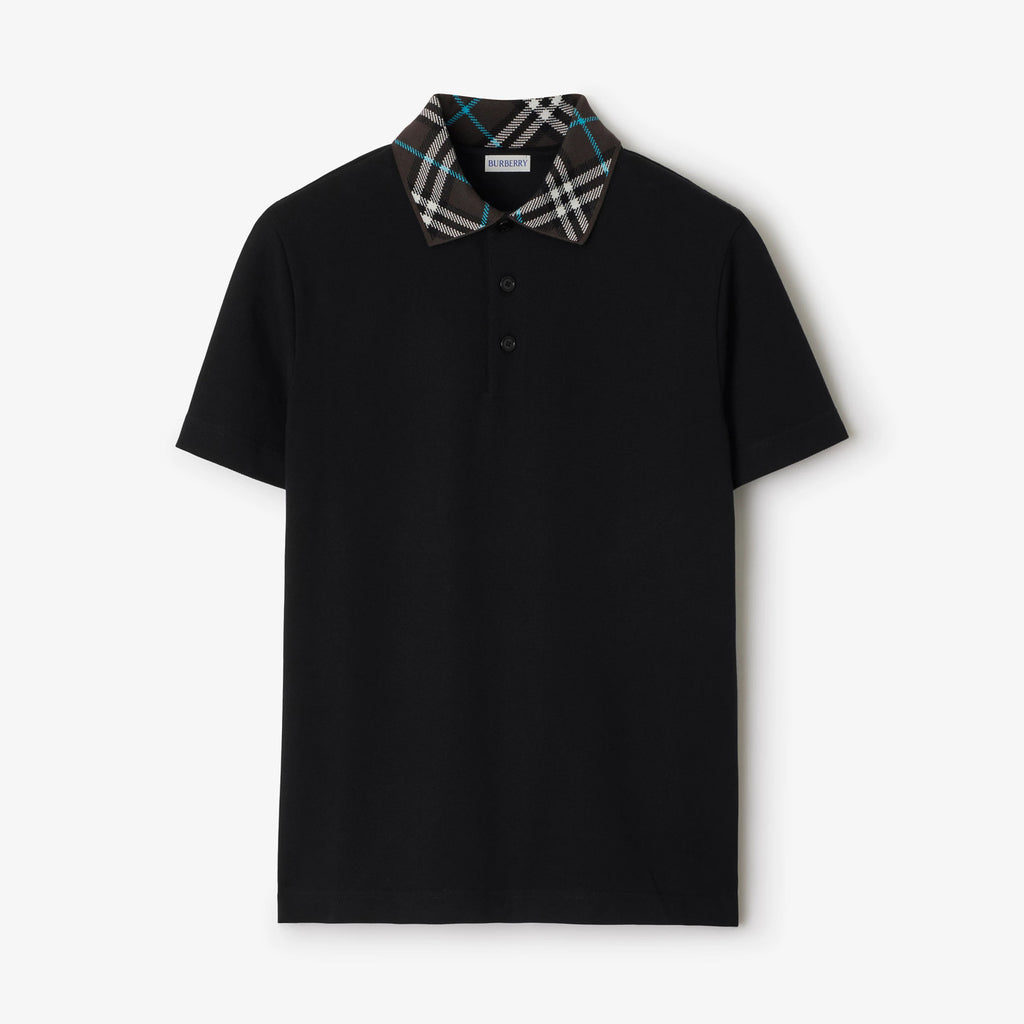 Burberry Men's Summer Check Printed Polo Neck Solid Color Short Sleeve T-Shirt #77499