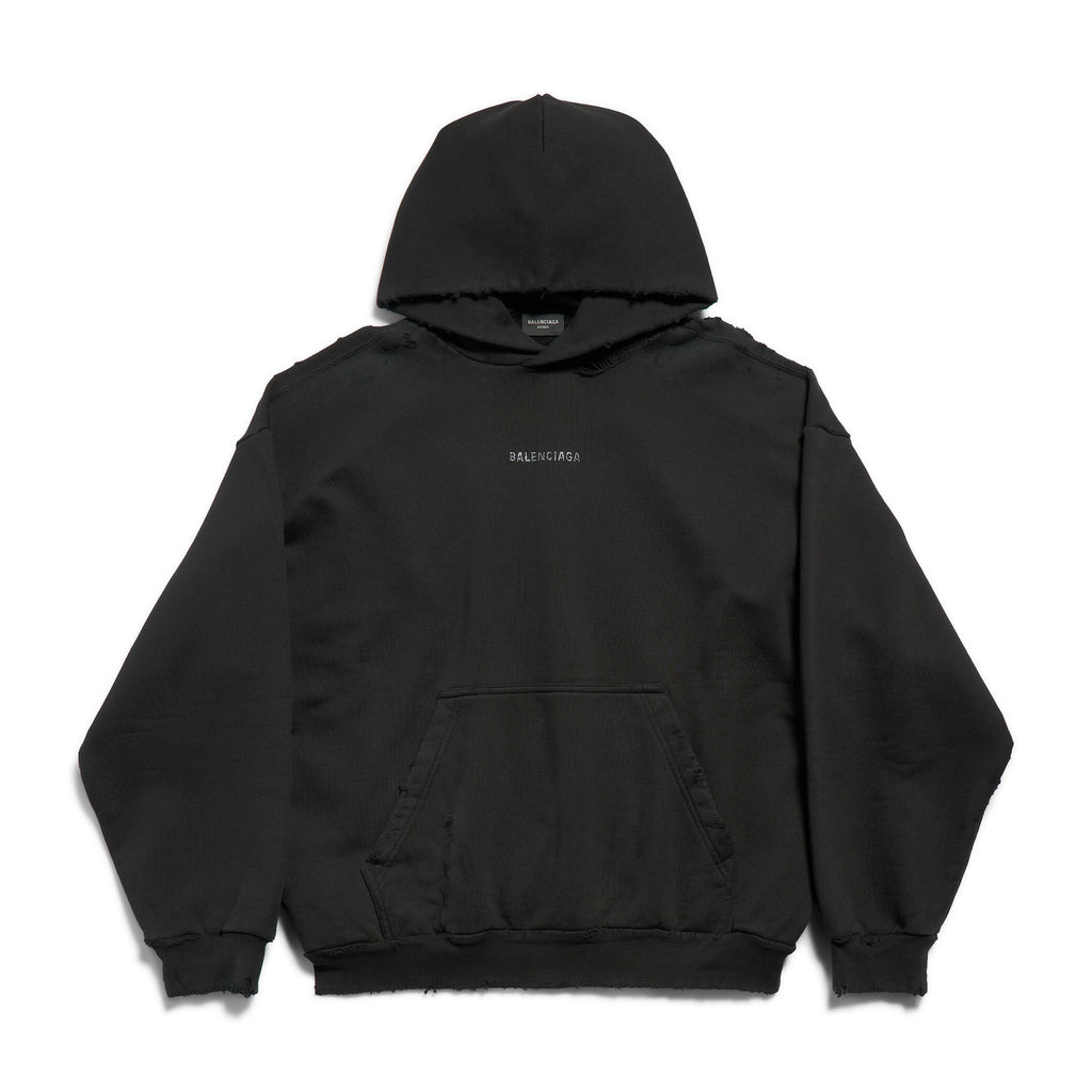 Balenciaga Men's Spring and Autumn Hot Drill Logo Letter Print Black Hooded Sweatshirt #73135