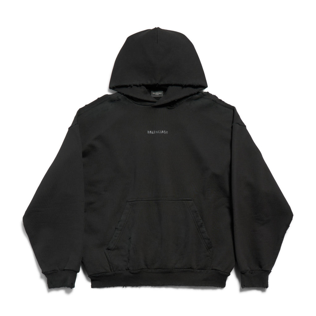 Balenciaga Men's Spring and Autumn Hot Drill Logo Letter Print Black Hooded Sweatshirt #73135