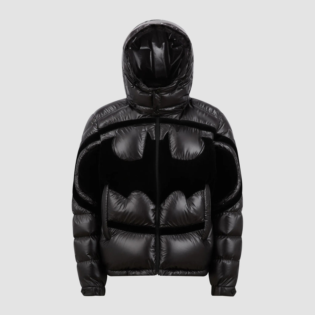 Moncler Men's Fall/Winter Batman Logo Adjustable Cuffs Hooded Single Breasted Long Sleeve Puffer Down Jacket #73741