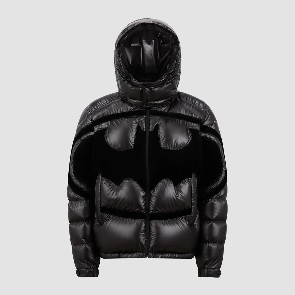 Moncler Men's Fall/Winter Batman Logo Adjustable Cuffs Hooded Single Breasted Long Sleeve Puffer Down Jacket #73741