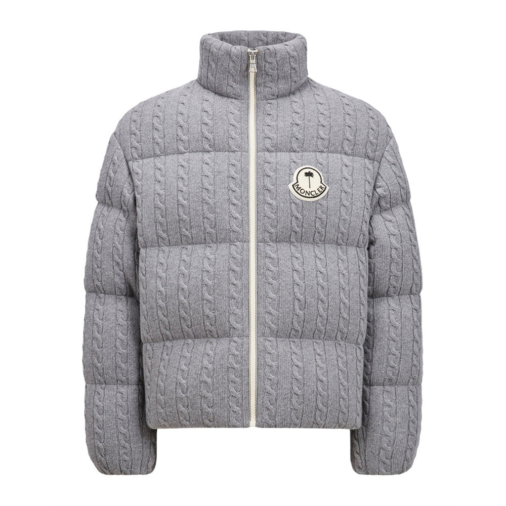 Moncler Men's & Women's Fall/Winter Logo Stand Collar Solid Color Zipper Long Sleeve Slim Fit Puffer Down Jacket #81529