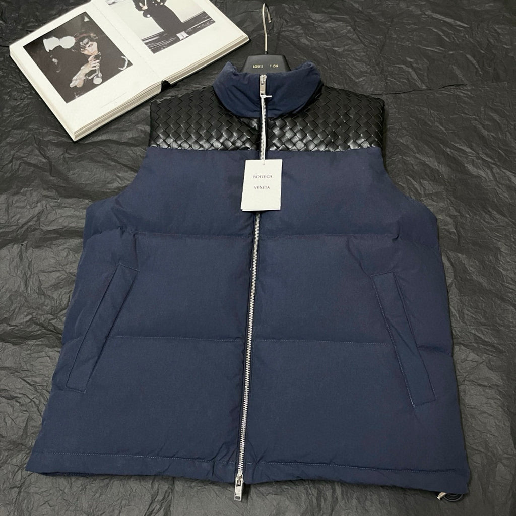 Bottega Veneta Men's Autumn/winter Frosted Poplin Puffer Gilet Sleeveless Knitted Down Jacket Fashionable Casual Vest Ngvp #2629