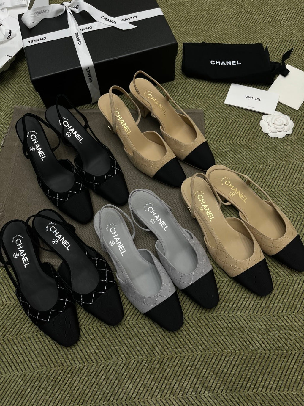 Chanel Women's Checkered Rhinestone Suede Cowhide Solid Color Chunky Heel High Heel Sandals Slingbacks Flat Shoes Spring. Summer. And Fall Casual Shoes Ngvp #2143