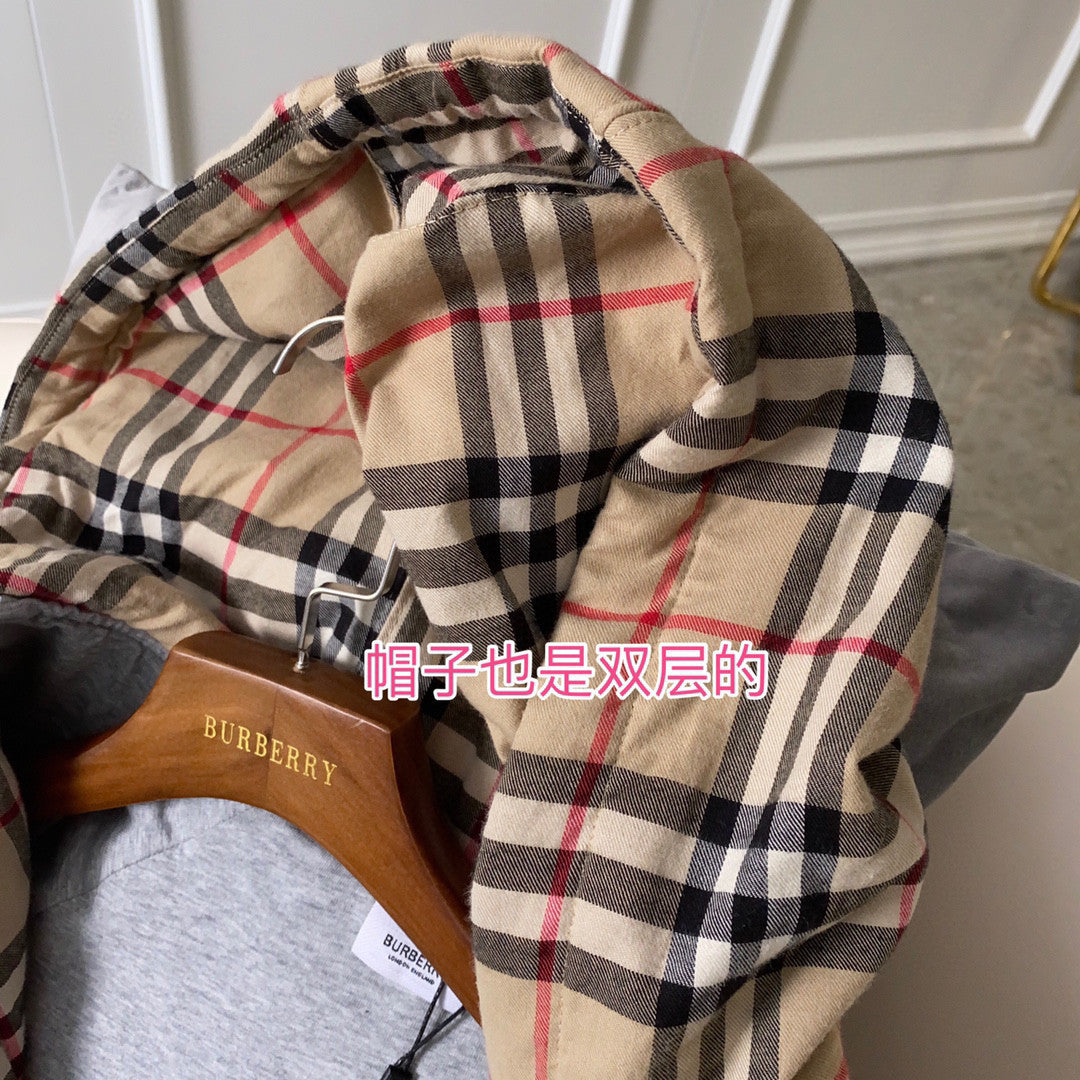 Burberry Zip Sport Hooded Sweatshirt Grey #96112