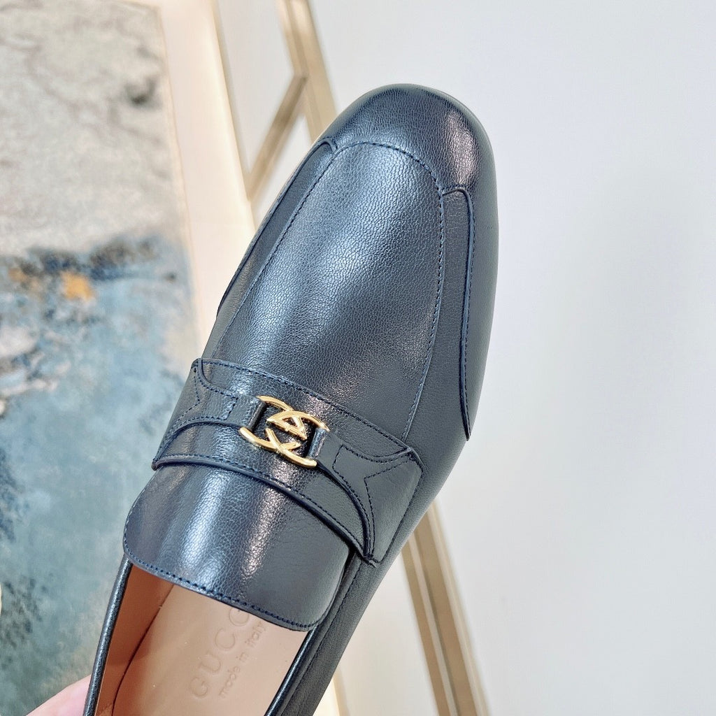 Gucci Men's & Women's Spring/Fall Fashion Casual Solid-Color Round-Toe Slip-On Leather Loafers Shoes #78667