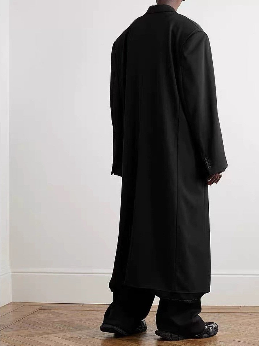 Balenciaga Skater Tailored Men's Autumn And Winter Silhouette Long Black V Collar Single-Breasted Suit Jacket #97351