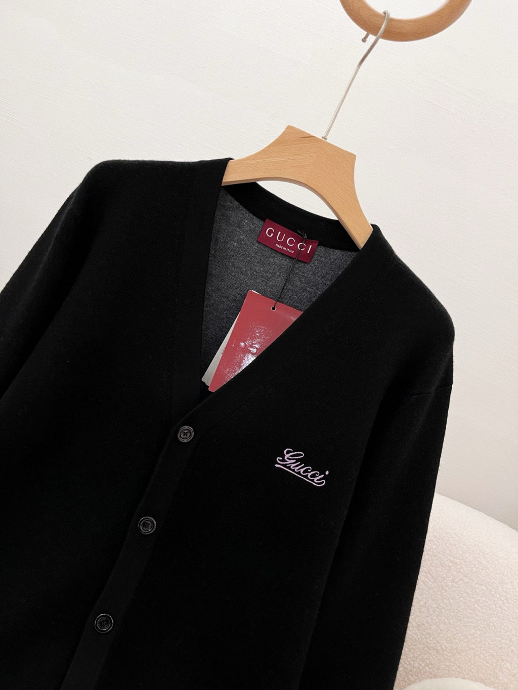 Gucci Men's Spring And Fall Embroidered Double Layer V-neck Single Breasted Long Sleeved Knit Jacket #74247