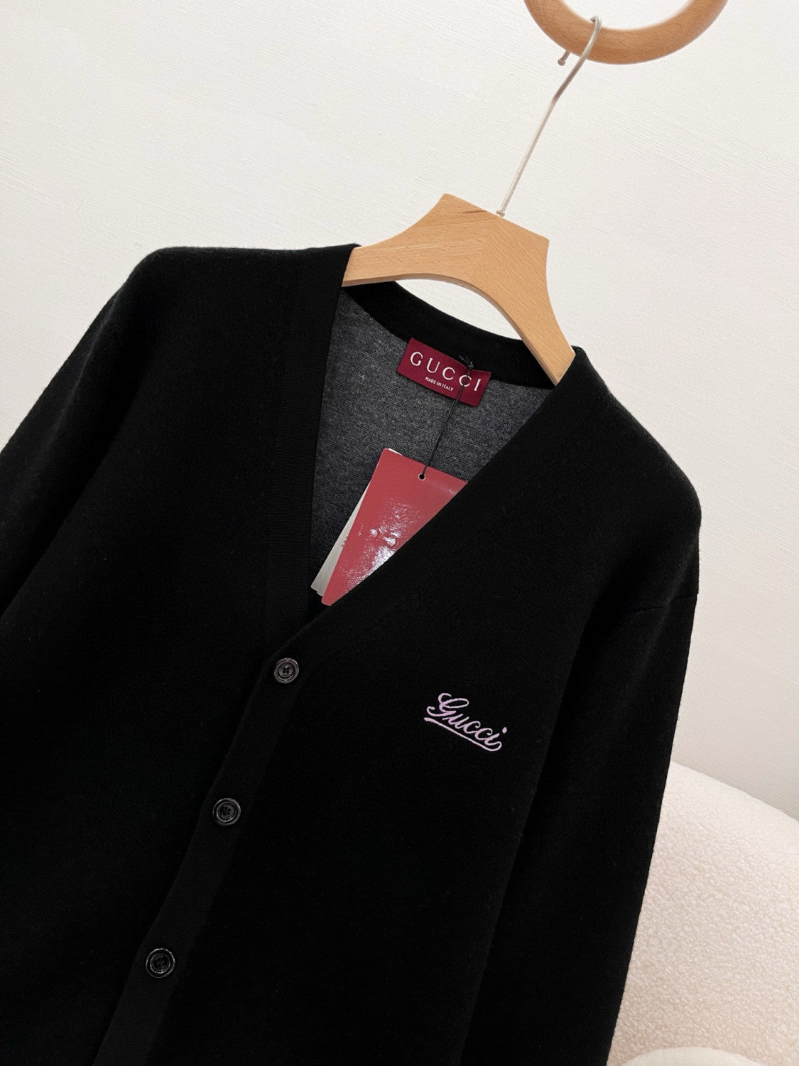 Gucci Men's Spring And Fall Embroidered Double Layer V-neck Single Breasted Long Sleeved Knit Jacket #74247