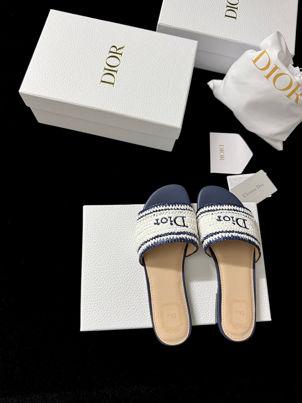 DIOR Dioriviera Dior Woven Slide Soupir Pink Crocheted Raffia-Effect Technical Fabric #387794