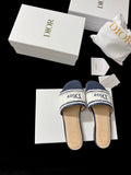 DIOR Dioriviera Dior Woven Slide Soupir Pink Crocheted Raffia-Effect Technical Fabric #387794