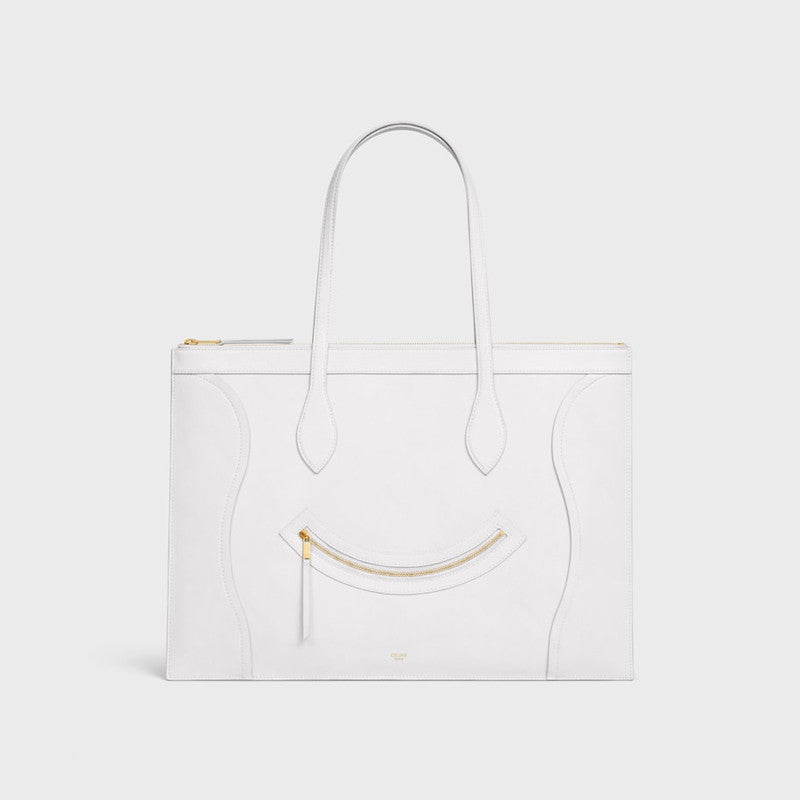 Celine Flat Cabas Smile Leather Bags Handbag Commuter Laptop Bag # 195374