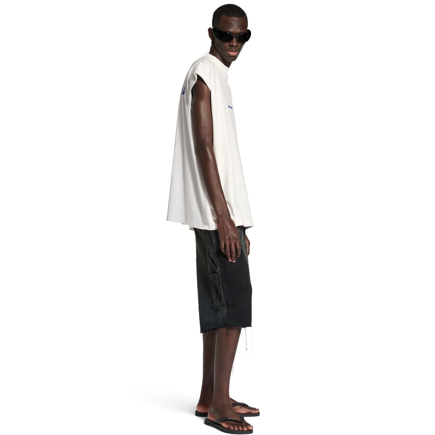 Balenciaga Men's Summer Solid Color Embroidered Letter Print Cotton Crew Neck Sleeveless Top T-Shirt #77489