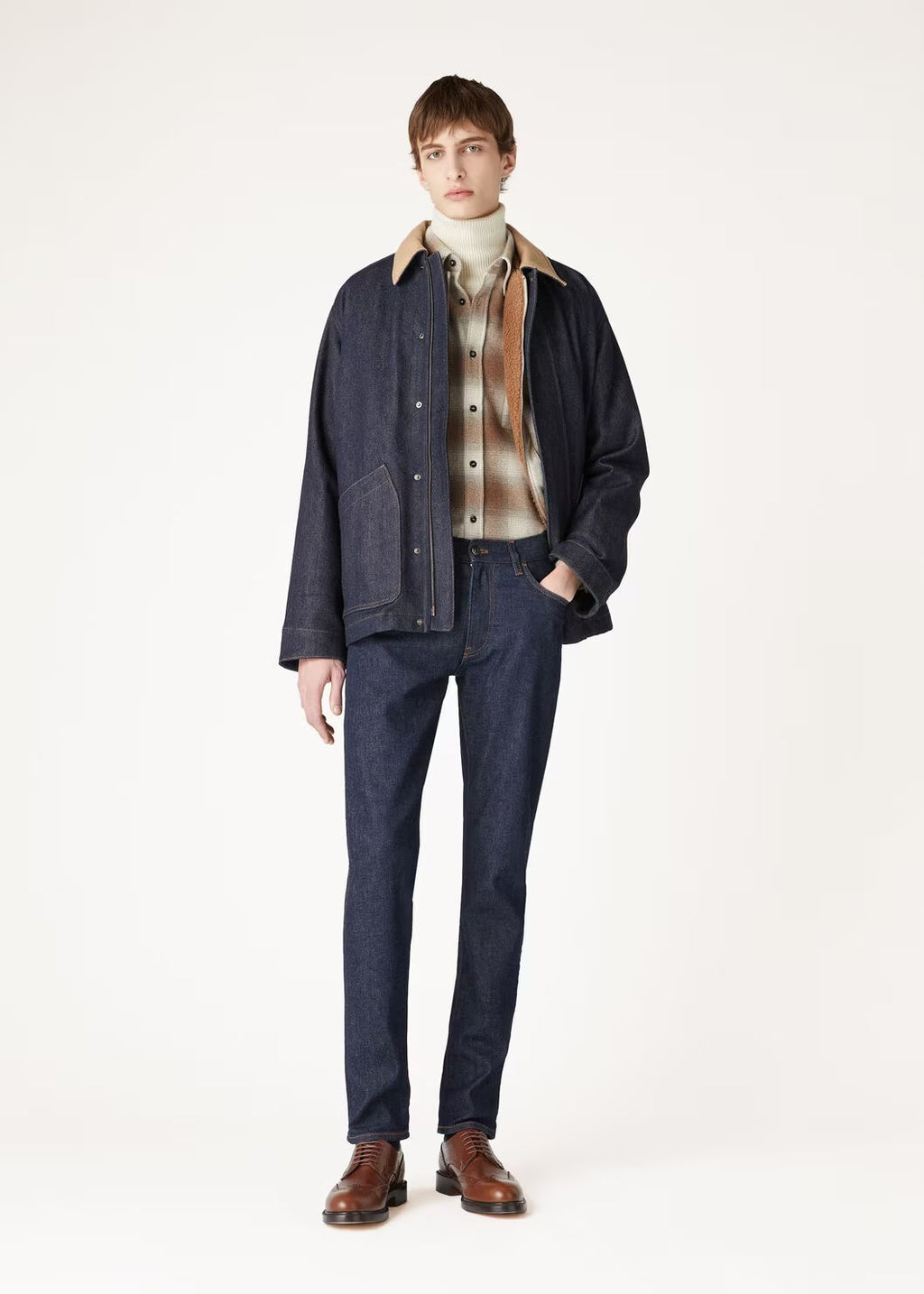Loro Piana Men's Spring. Autumn And Winter Check Solid Color Long Sleeve Single Breasted Casual Jack Shirt Ngvp #9886