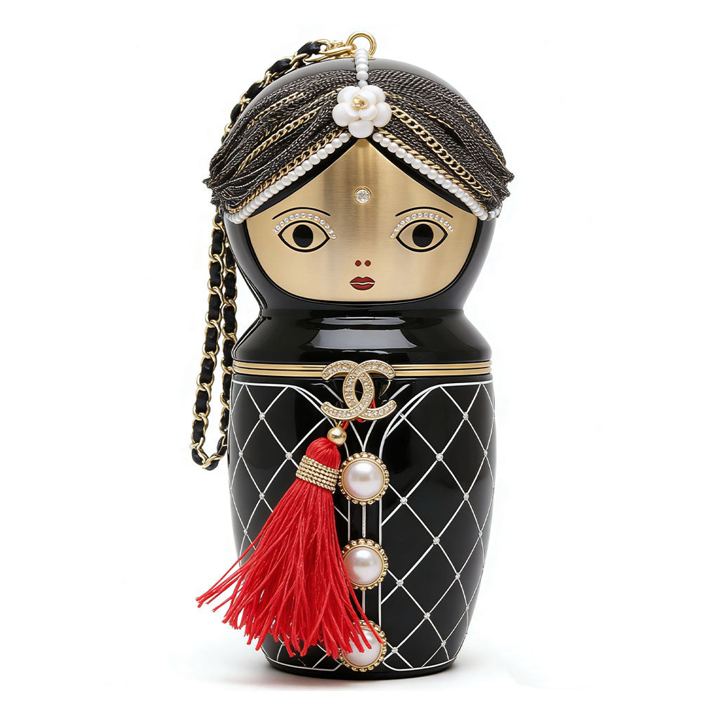 Chanel Limited Edition Bag Collection Artwork Chinese Doll Mumbai Doll Fashionable Exquisite Cylindrical Bags #195308