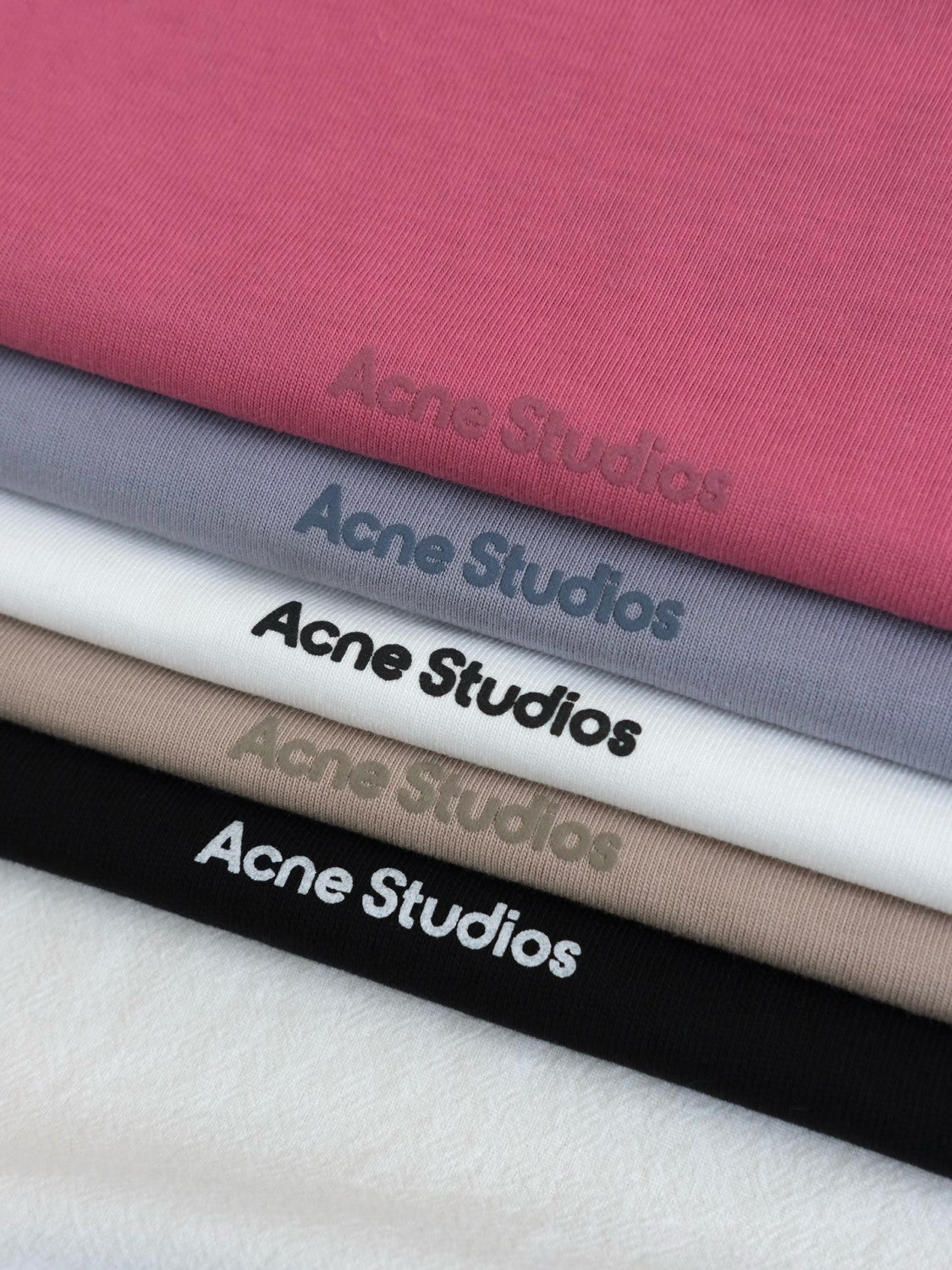 Acne Studios Men's Summer Solid Color Logo Printed Round Neck Cotton Short Sleeve T-Shirt #98862