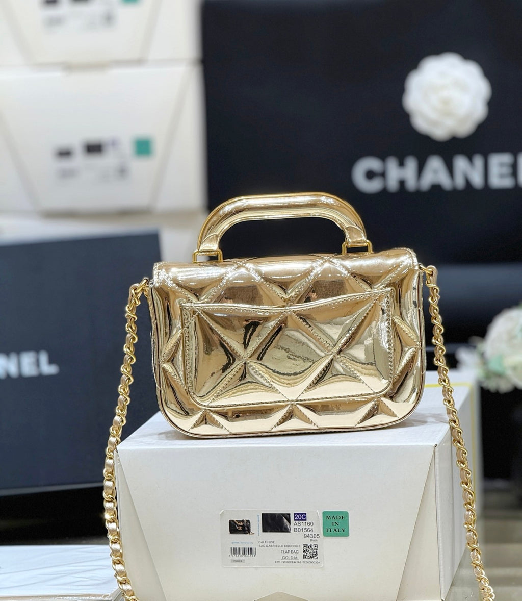 Chanel Small Clutch With Chain Mirror Calfskin Metal #375531
