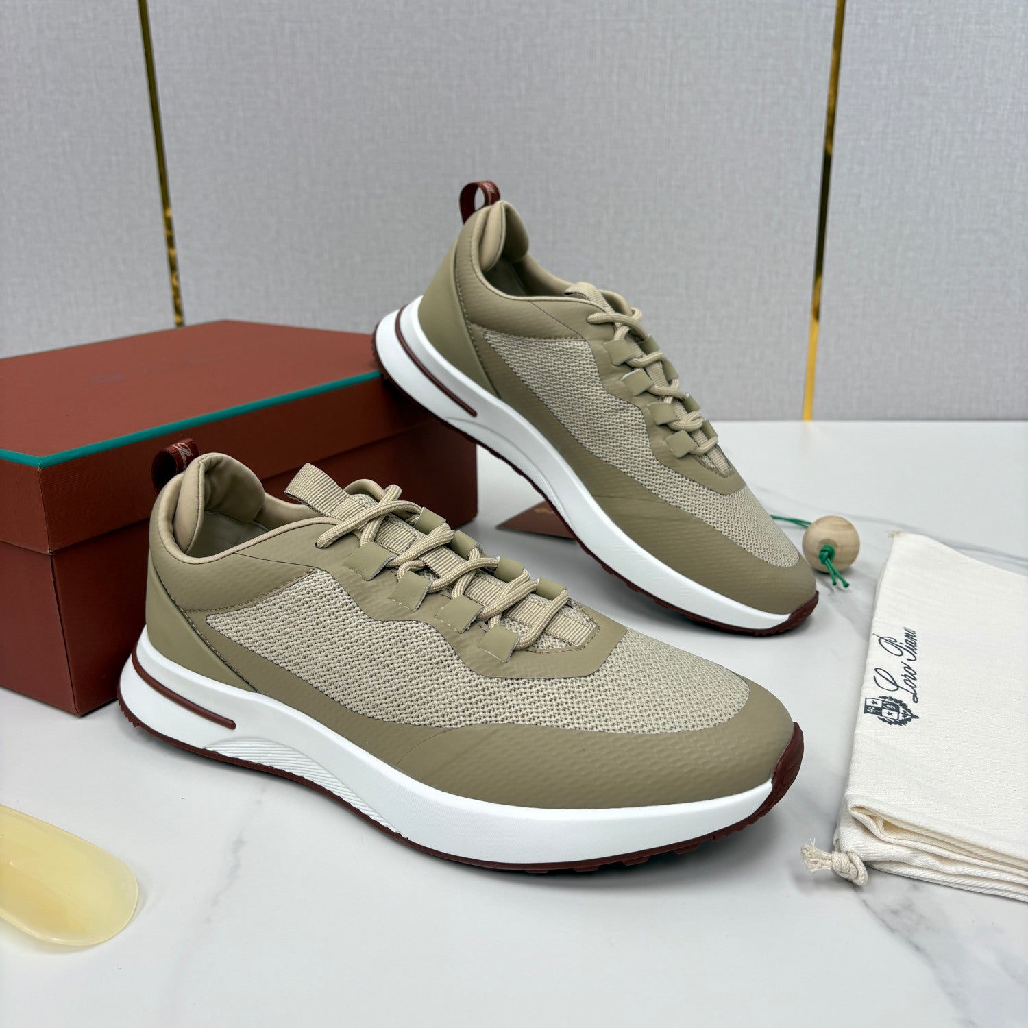 Loro Piana Week End Walk Mesh Cowhide Suede Casual Sneakers #381648