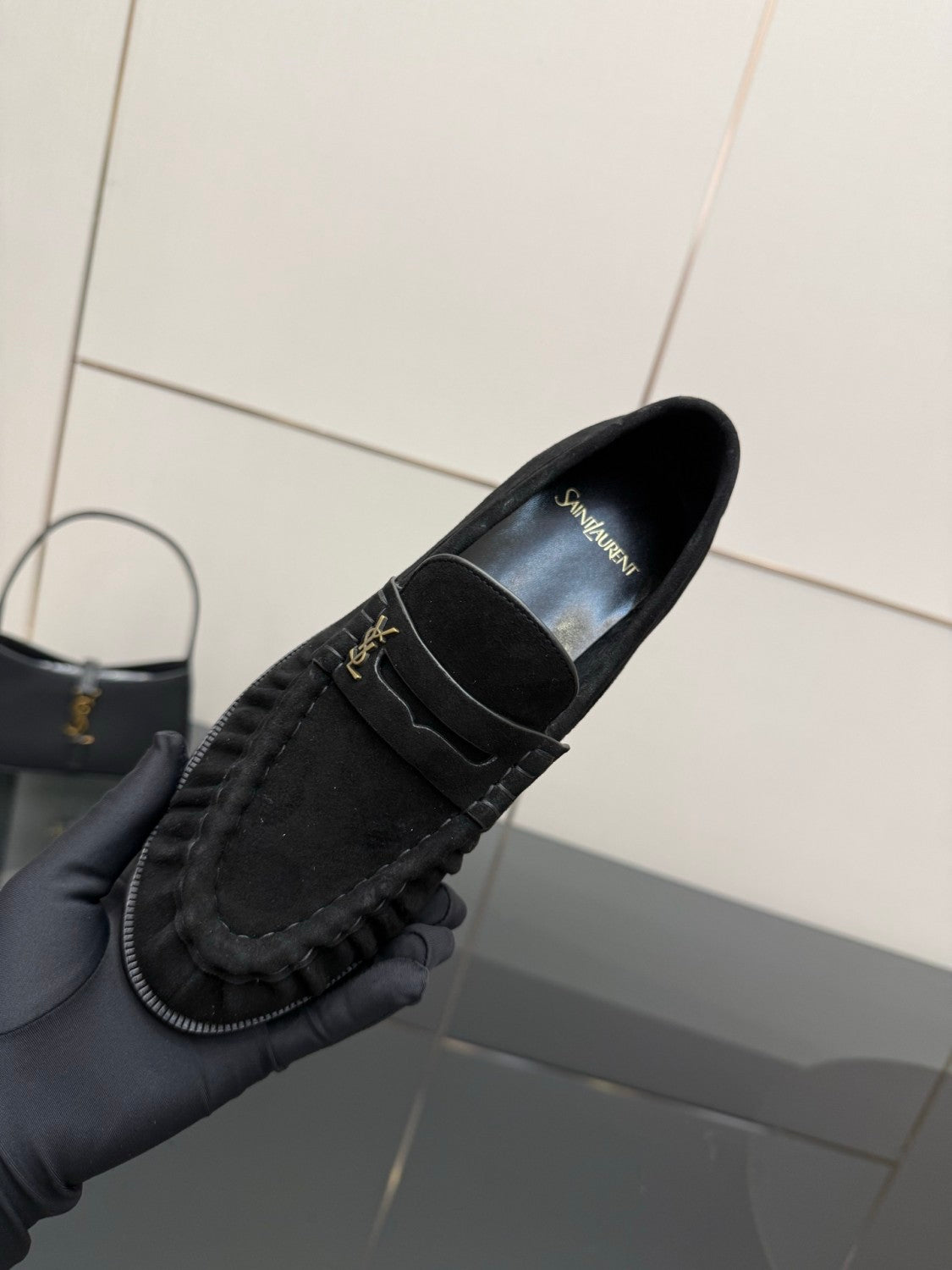 Saint Laurent Women's Autumn/Winter Fashion Casual Sheepskin Suede Round Toe Slip On Flat Loafers Casual Shoes #78376