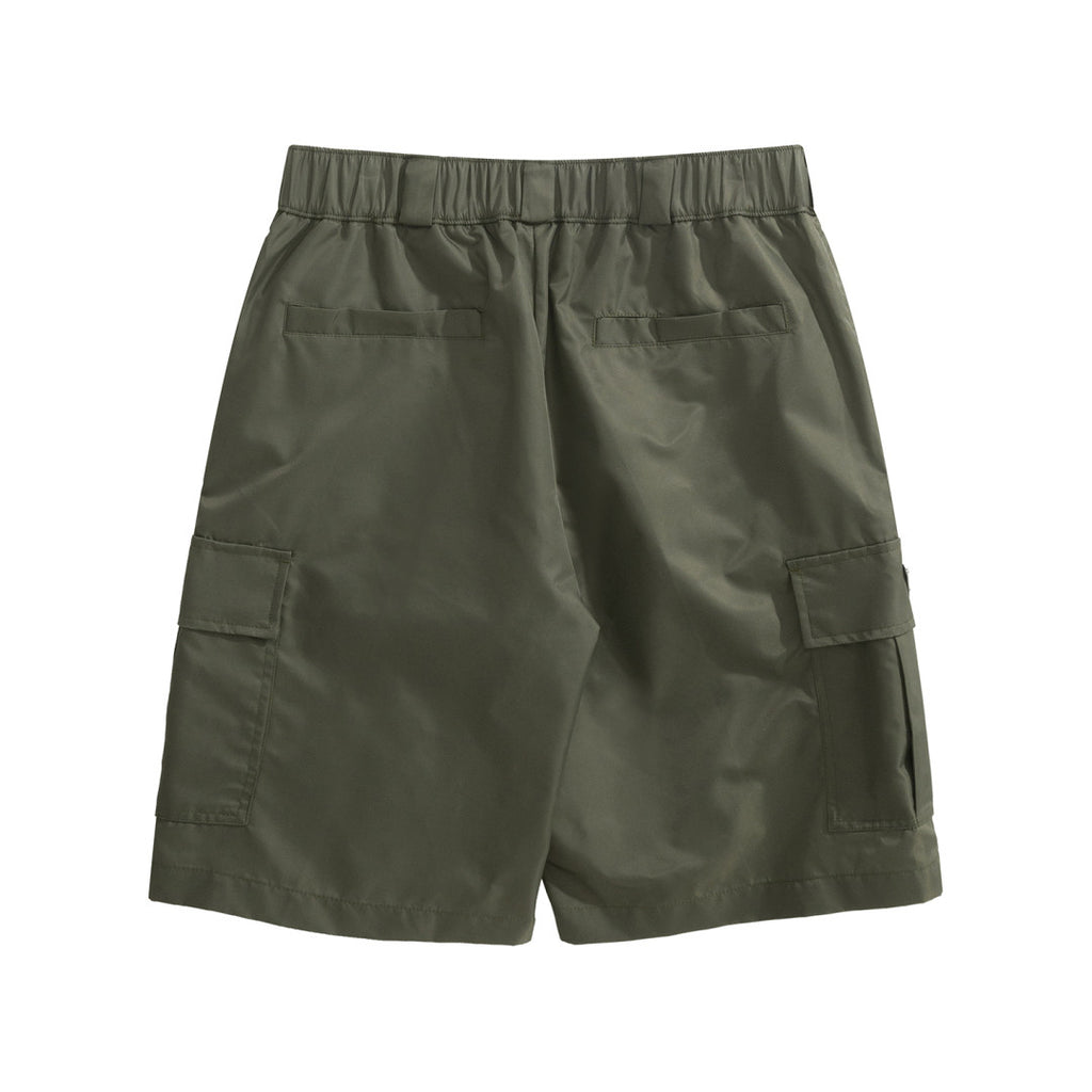 Prada Men's Summer Nylon Multi-Pocket Elastic Waist Solid Color Casual Work Shorts #81195