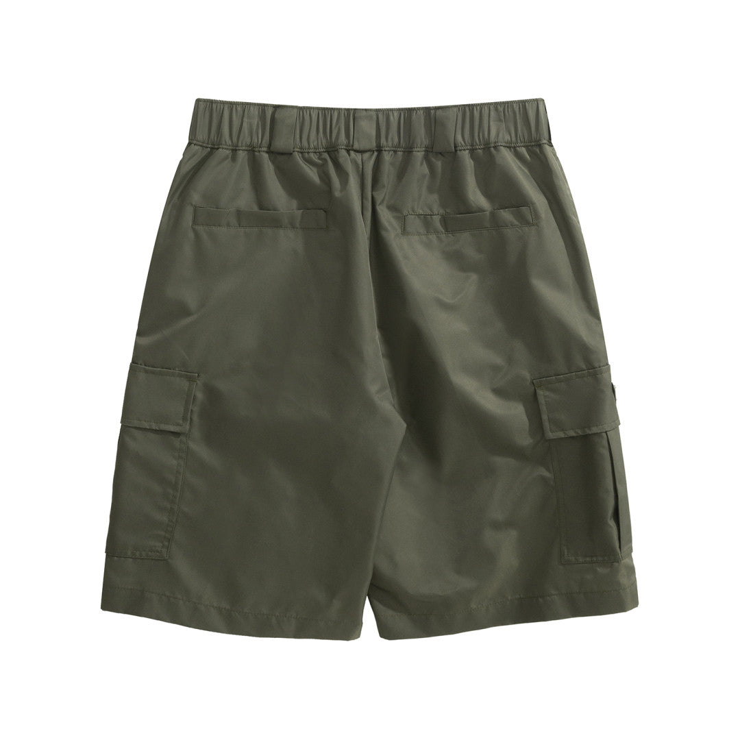 Prada Men's Summer Nylon Multi-Pocket Elastic Waist Solid Color Casual Work Shorts #81195