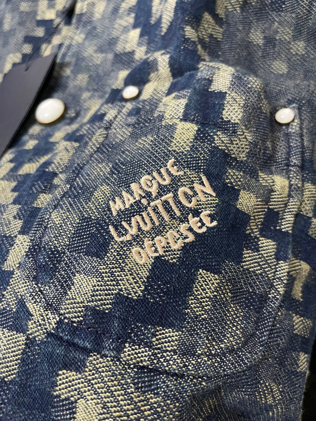 Louis Vuitton Men's Spring and Autumn Solid Color Snake Print Denim Single Breasted Long Sleeve Jacket Jeans Pants Suit Set #76539