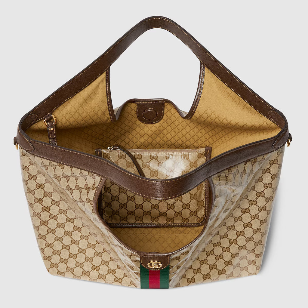 Gucci Spring/summer 2026 Women's Collection Gucci Giglio large Tote Bag Sand-colored Canvas Lining Diamond Quilted Pattern Detachable Pouch Adjustable Shoulder Strap Lady Bags #197238