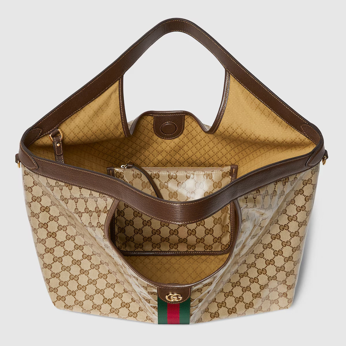 Gucci Spring/summer 2026 Women's Collection Gucci Giglio large Tote Bag Sand-colored Canvas Lining Diamond Quilted Pattern Detachable Pouch Adjustable Shoulder Strap Lady Bags #197238