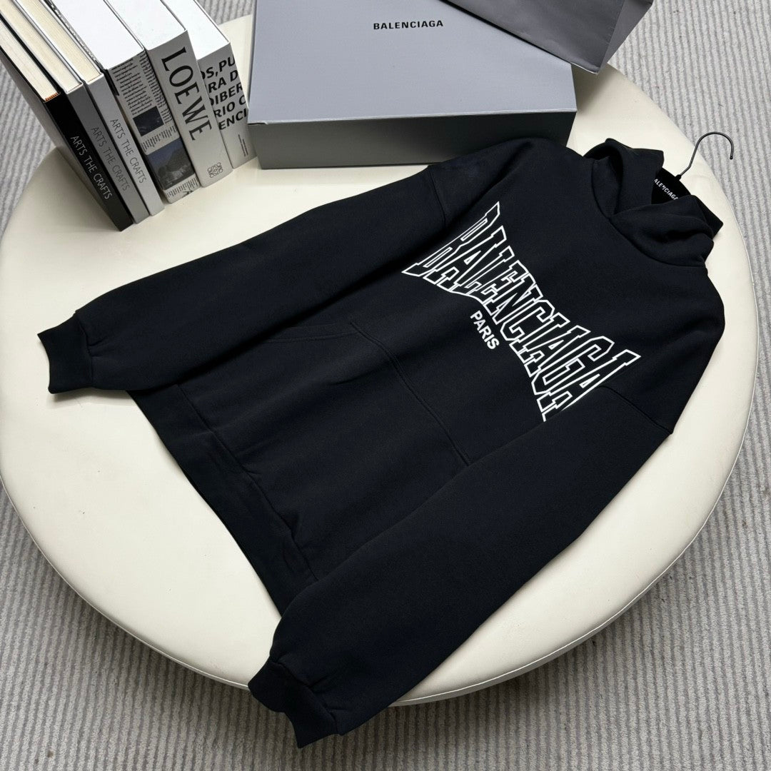 Balenciaga Men's Spring and Autumn Solid Color Letter Printed Cotton Hooded Sweatshirt #74221