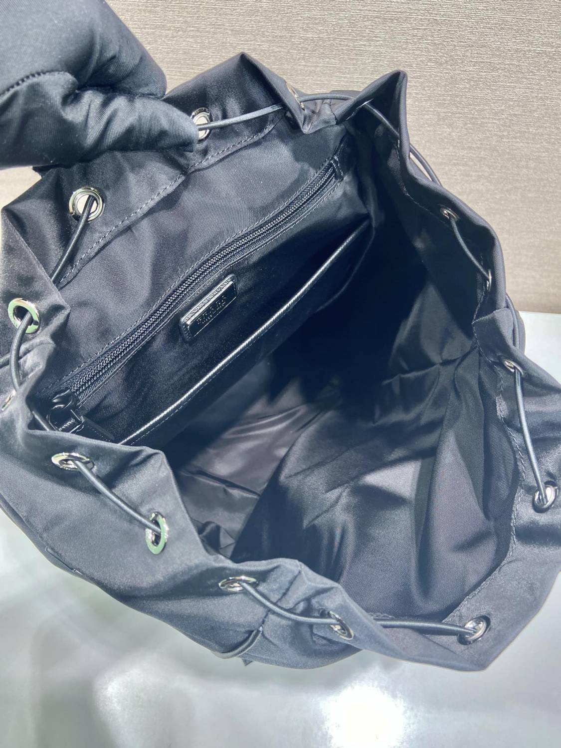 PRADA Black Re-nylon And Saffiano Leather Backpack #379110