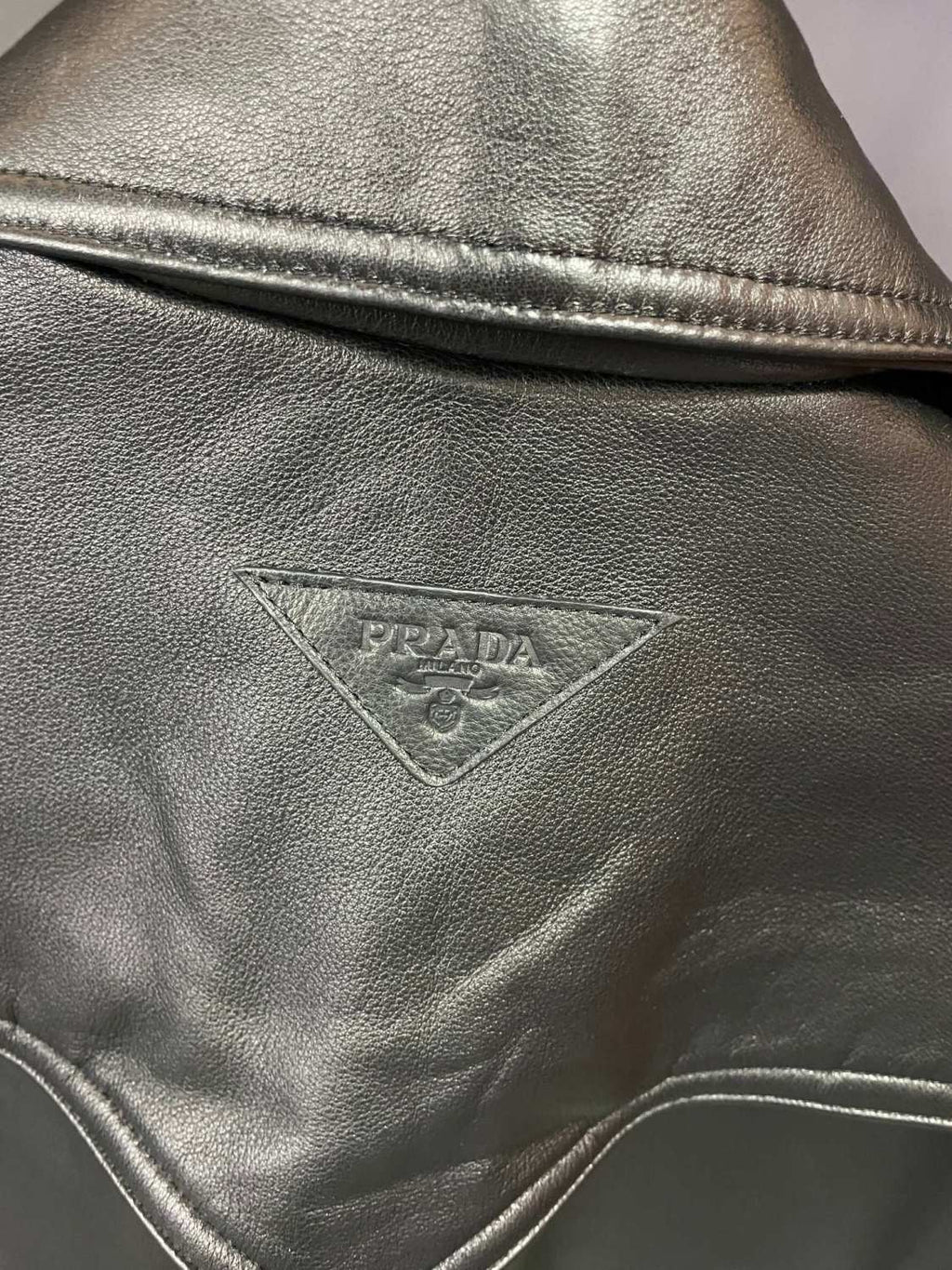 Prada Men's Fall And Winter Fashion Double-Breasted Strap Waist Long Casual Black Long-Sleeved Cowhide Trench Coat Jacket #9297